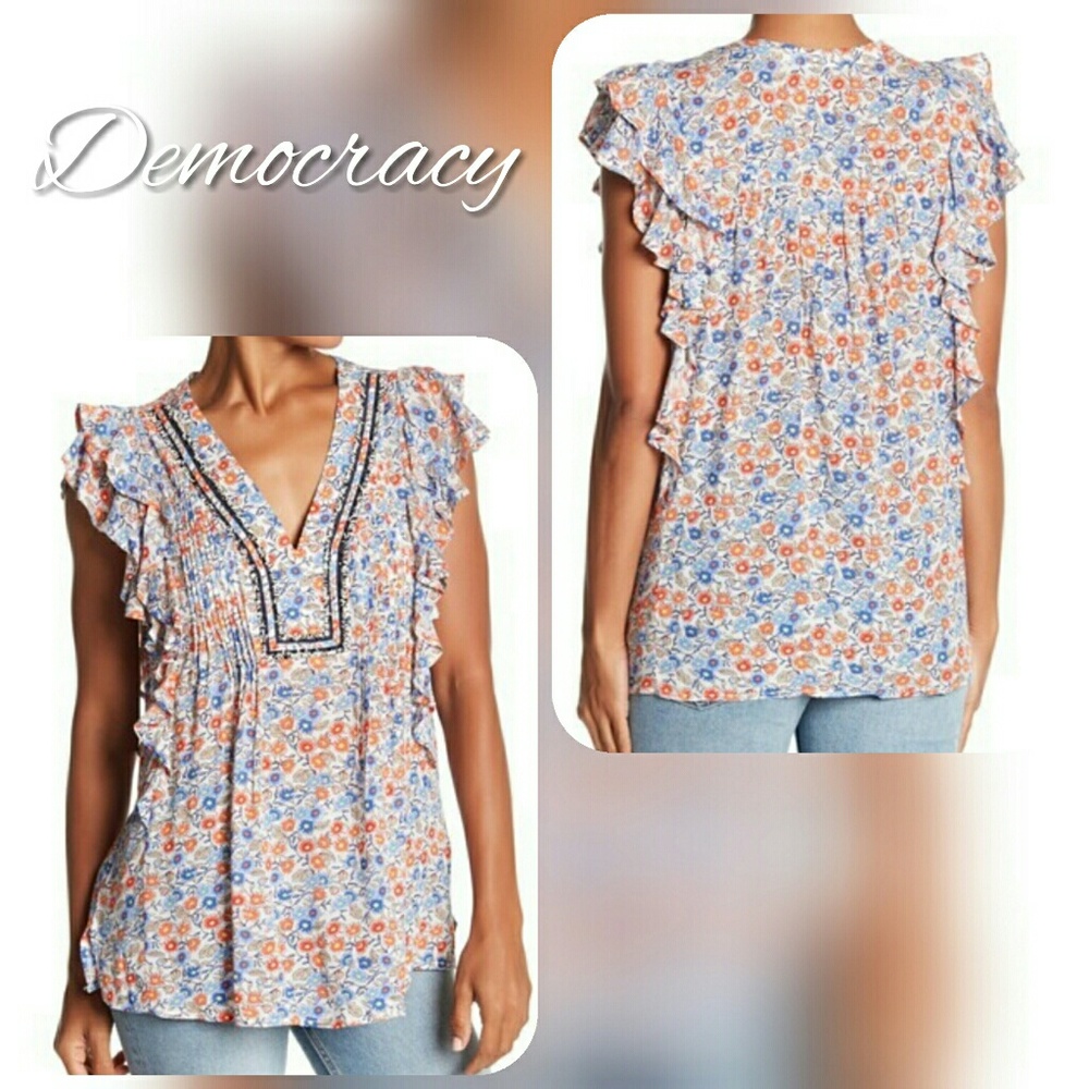 Democracy
Printed Flutter Sleeve Tank

 NWT